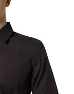 Dolce & Gabbana Maroon Jacquard Cotton GOLD Men Dress Shirt