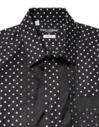 Dolce & Gabbana Black Polka Dot Long Sleeves Gold Formal Shirt