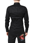 Dolce & Gabbana Black GOLD Cotton Long Sleeves Dress Shirt