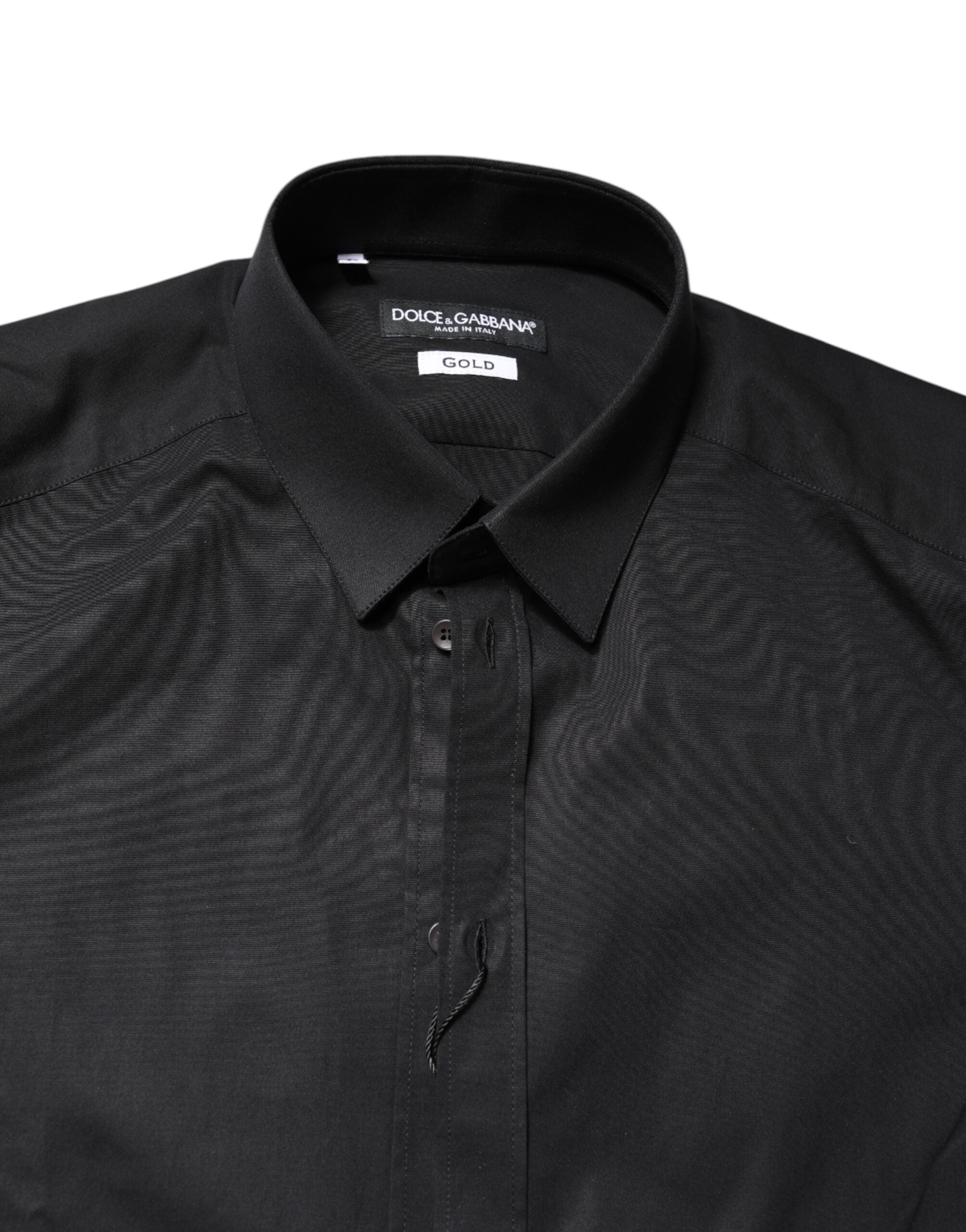 Dolce & Gabbana Black GOLD Cotton Long Sleeves Dress Shirt