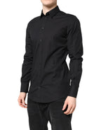 Dolce & Gabbana Black GOLD Cotton Dress Formal Shirt