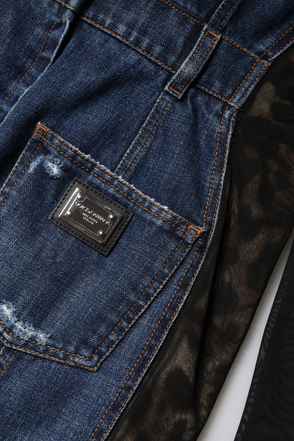 Dolce & Gabbana Black Blue Long Sleeves Denim Mini Dress