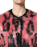 Dolce & Gabbana Red Mohair Wool Button Down Cardigan Sweater