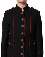 Dolce & Gabbana Black Wool Single Breasted Trench Coat Jacket