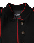 Dolce & Gabbana Black Wool Single Breasted Trench Coat Jacket