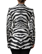 Dolce & Gabbana Black White Polyester Women Blazer Jacket