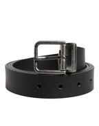 Dolce & Gabbana Black Classic Leather Metal Buckle Belt
