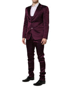 Dolce & Gabbana Dark Purple Silk 3Piece Single Breasted Suit