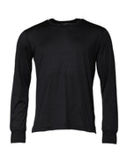 Dolce & Gabbana Dark Blue Silk Crew Neck Men Pullover Sweater