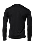 Dolce & Gabbana Dark Blue Silk Crew Neck Men Pullover Sweater