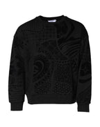 Dolce & Gabbana Black Printed Crew Neck Sweatshirt Sweater