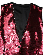 Dolce & Gabbana Red Sequined Dress Formal Men Waistcoat Vest