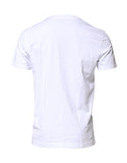 Dolce & Gabbana White Cotton Logo Patch Crew Neck T-shirt