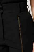 Dolce & Gabbana Black Wool High Waist Zipper Tapered Pants