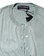 Dolce & Gabbana Light Green Silk Button Down Cardigan Sweater