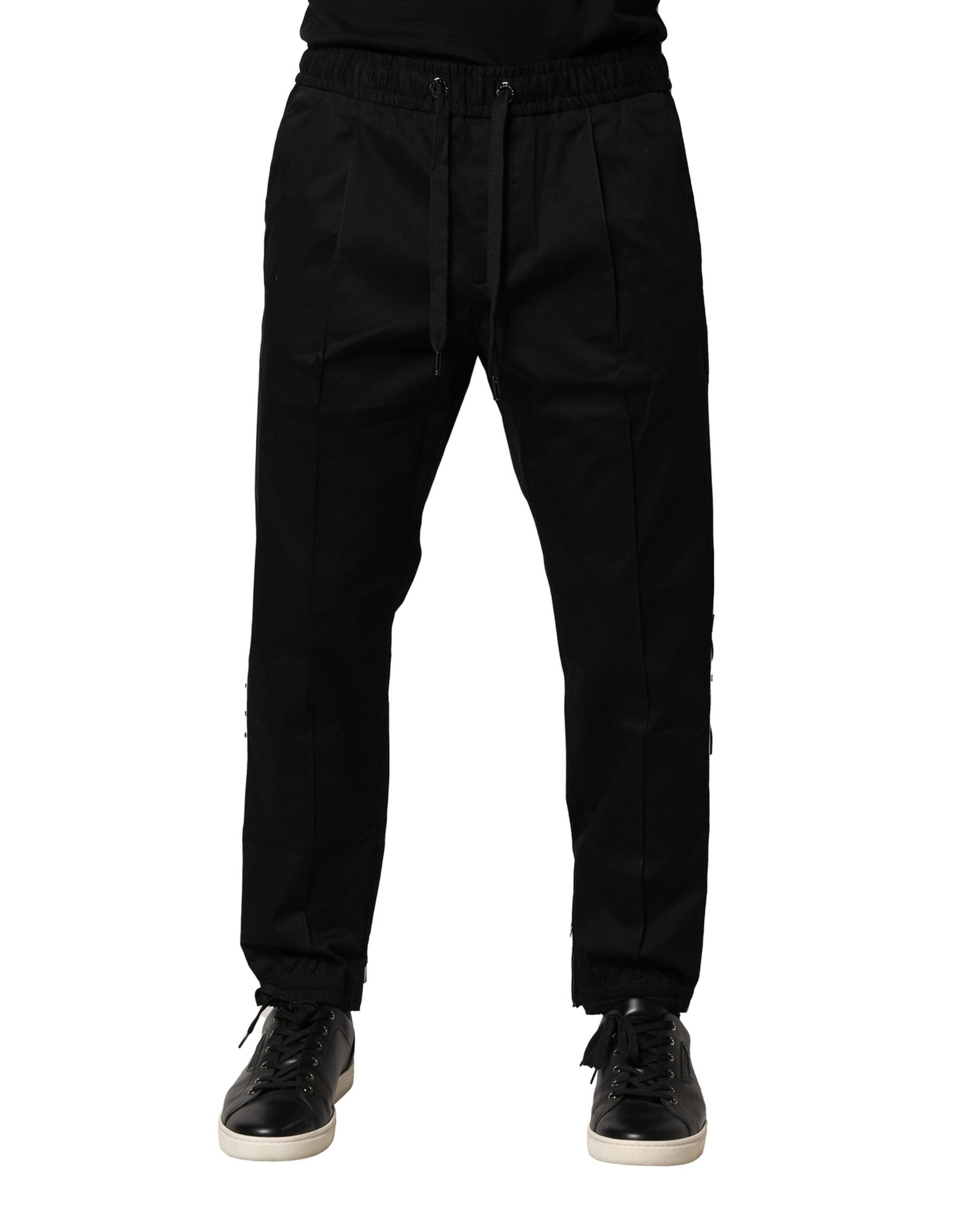 Dolce & Gabbana Black Cotton Mid Waist Jogger Pants