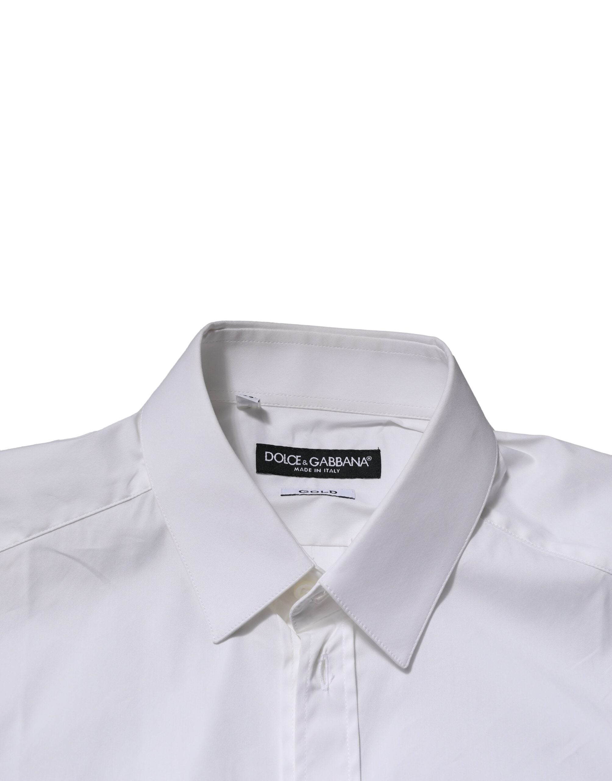 Dolce & Gabbana White GOLD Cotton Men Dress Formal Shirt