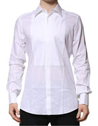 Dolce & Gabbana White Bib Cotton Poplin GOLD Men Formal Shirt