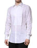 Dolce & Gabbana White Bib Cotton Poplin GOLD Men Formal Shirt