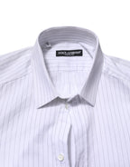 Dolce & Gabbana White Stripes Cotton Long Sleeve Formal Shirt