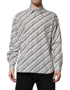 Dolce & Gabbana White Striped Long Sleeves Men Formal Shirt