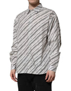Dolce & Gabbana White Striped Long Sleeves Men Formal Shirt