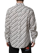 Dolce & Gabbana White Striped Long Sleeves Men Formal Shirt