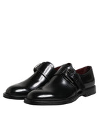 Dolce & Gabbana Black Leather Monk Strap Derby Formal Shoes
