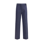 Fendi Blue Cotton Casual Pants