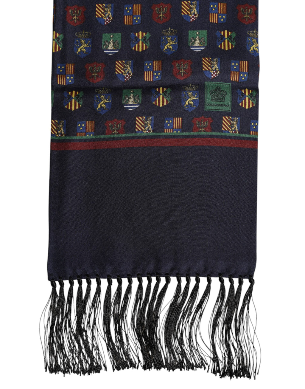 Dolce & Gabbana Blue Silk Printed Fringes Foulard Scarf