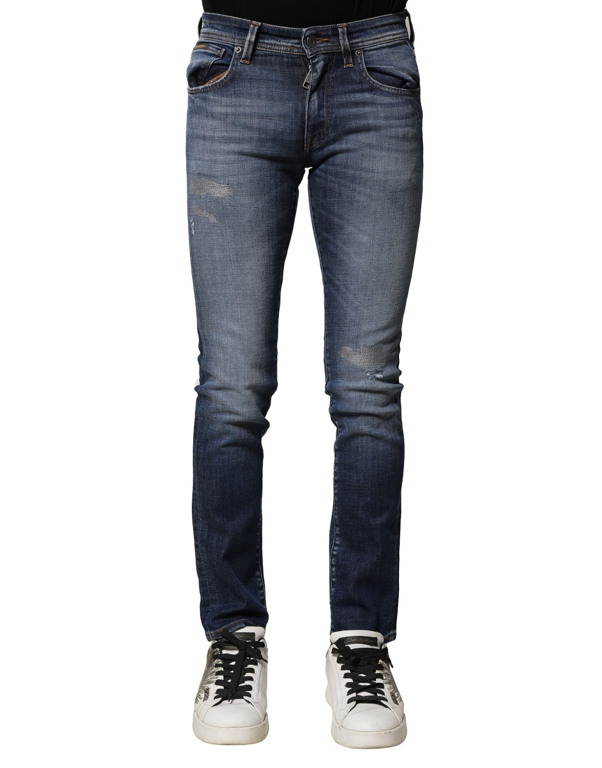 Authentic Designer Authentic Designer Dolce & Gabbana Blue Washed Cotton Slim Fit Men Denim Jeans