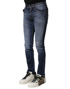 Authentic Designer Authentic Designer Dolce & Gabbana Blue Washed Cotton Slim Fit Men Denim Jeans