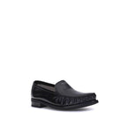 Prada Black Calf Leather Bos Taurus Slip-On Loafers