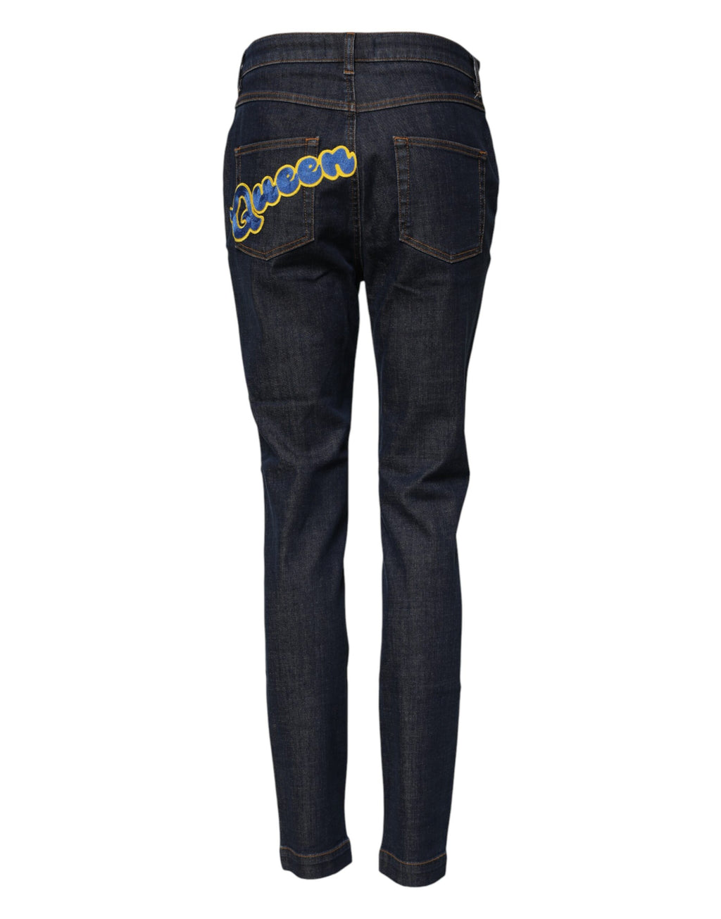 Dolce & Gabbana Blue Queen Patch AUDREY Mid Waist Denim Jeans