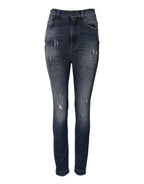 Dolce & Gabbana Blue Washed Cotton High Waisted Denim Jeans