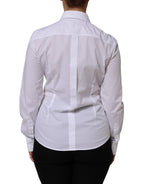 Dolce & Gabbana White Cotton Long Sleeves Collared Top Shirt