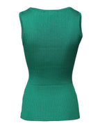 Dolce & Gabbana Green Silk Sleeveless Round Neck Tank Top