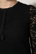 Dolce & Gabbana Black Nylon Lace Long Sleeve Blouse Top