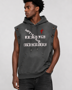 Unisex Vintage Wash Sun Fade Sleeveless Hoodie
