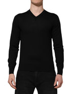 Dolce & Gabbana Dark Gray Embroidered Logo Pullover Sweater