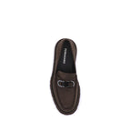 Ferragamo Brown Calf Leather Bos Taurus Slip-On Loafers