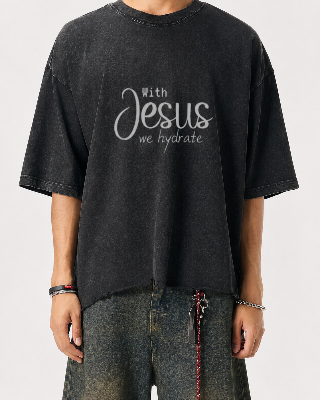 Snow Wash Raw-Hem Boxy T-shirt