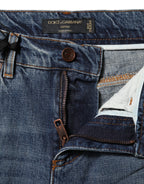 Dolce & Gabbana Blue Cotton Boyfriend Tattered Denim Jeans