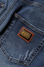 Dolce & Gabbana Blue Rhinestone Embellished Denim Jeans