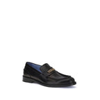 Versace Black Calf Leather Bos Taurus Slip-On Loafers