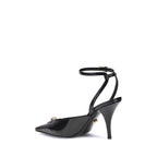 Versace Black Calf Leather Bos Taurus High Heel Pumps