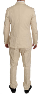 Romeo Gigli Two Piece 3 Button Beige Cotton Solid Suit