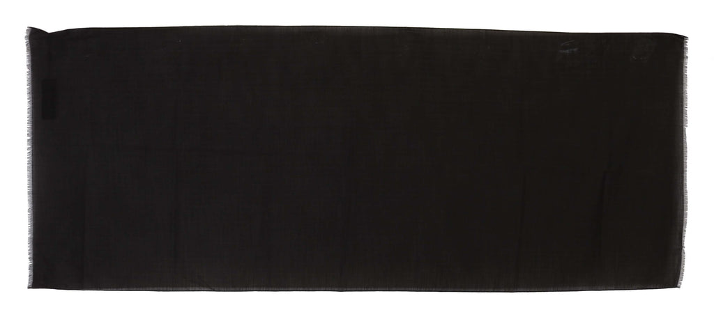 Dolce & Gabbana Dark Gray Virgin Wool Striped Pattern Wrap Scarf