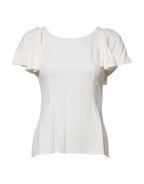 Dolce & Gabbana White Round Neck Short Sleeves Blouse Top