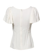 Dolce & Gabbana White Round Neck Short Sleeves Blouse Top